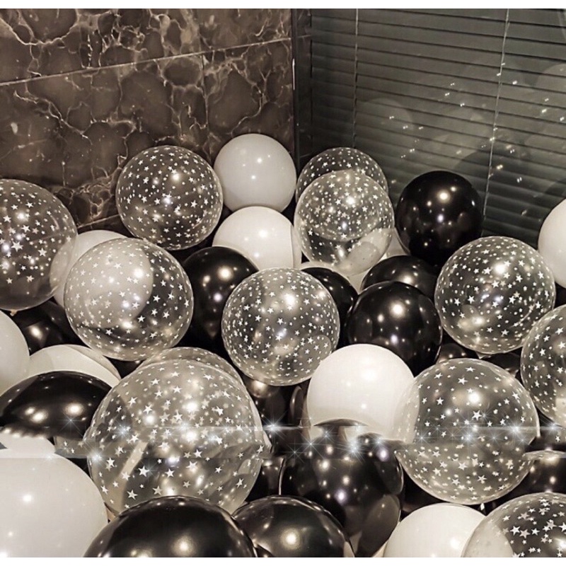 50 bóng mix bóng nhũ, bóng pastel,  bóng in  sao trang trí tiệc