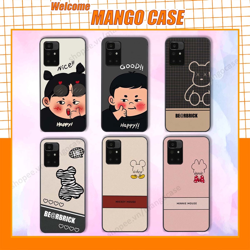 Ốp lưng Xiaomi Redmi 10 in hình happy nice, bé gấu đáng yêu