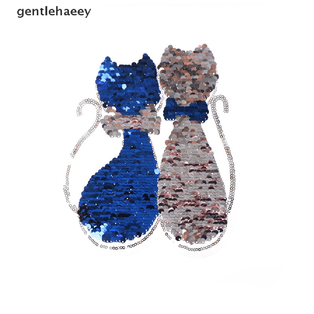 Miếng Vá Áo Thun Đính Kim Sa Hình Mèo Dễ Thương