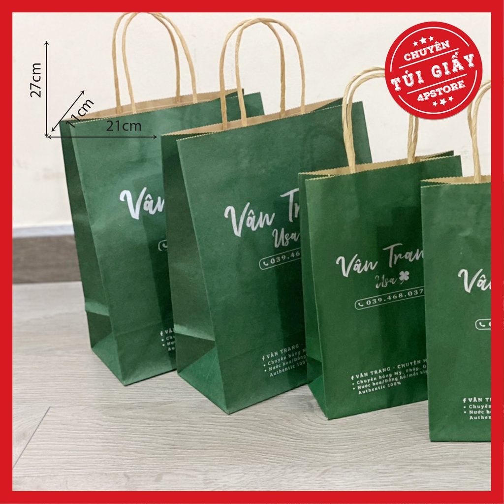 TÚI GIẤY KRAFT ĐỰNG QUÀ XANH LÁ ĐẬM 5 SIZE