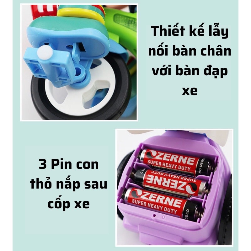 ĐỒ CHƠI EM BÉ LÁI XE ĐẠP CÓ NHẠC BÁNH XE PHÁT SÁNG - shipper bốc đầu