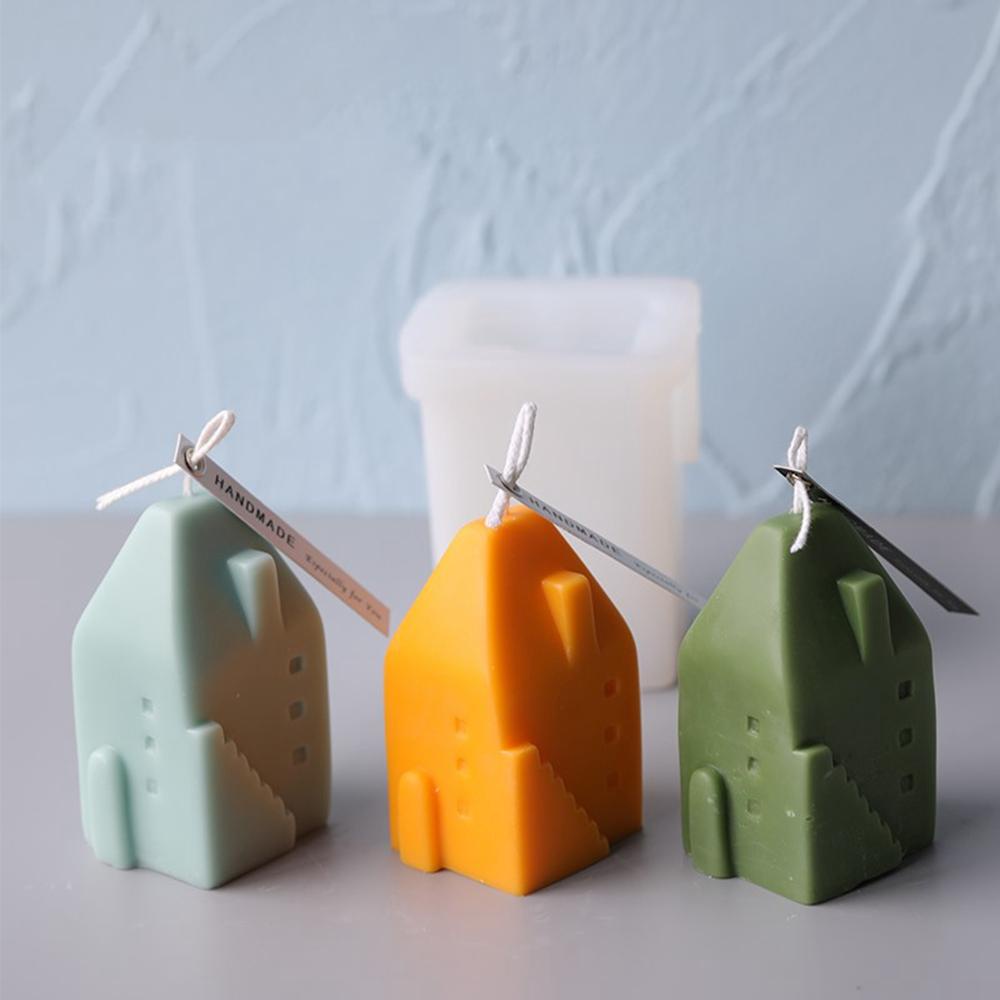 YIYU Khuôn Silicone Làm Nến Thơm Hình Ngôi Nhà Lâu Đài
