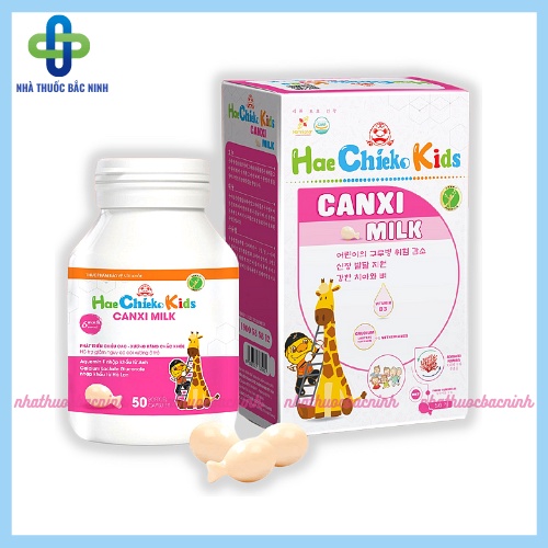 Viên uống bổ sung canxi cho trẻ, giúp xương chắc khỏe và phát triển chiều cao - Hae ChieKo Kids Canxi Milk - Lọ 50 viên