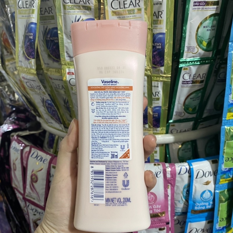 Sữa Dưỡng Thể Vaseline Healthy White Sun+Pollution Protection 200ml