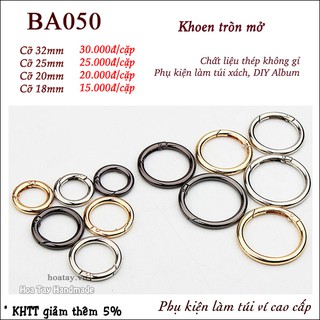 1 cặp Khoen Tròn mở làm túi xách BA050