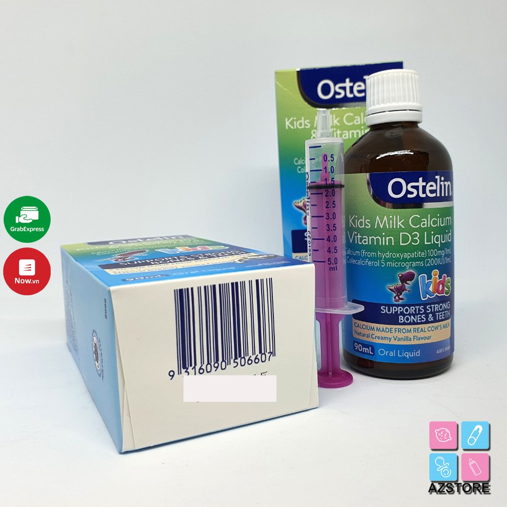 Canxi + vitamin D: Ostelin Kid milk Calcium &Vitamin D3 Liquid - Úc