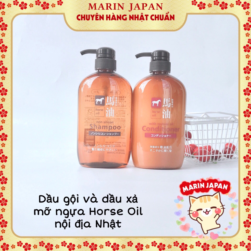 Dầu gội xả mỡ ngựa Horse Oil 600ml của Nhật Bản