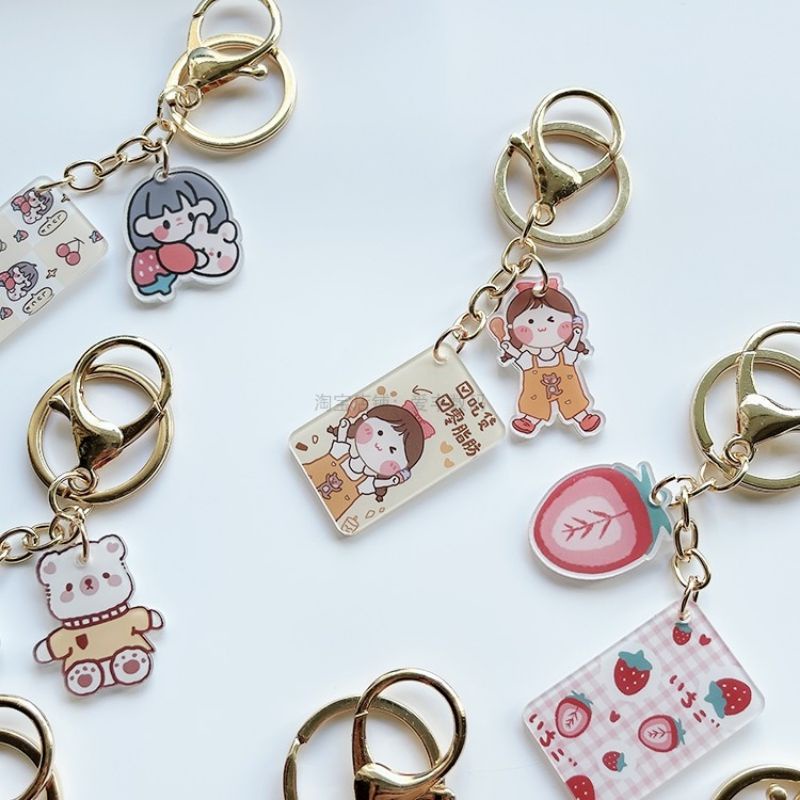 Móc khóa Acrylic 2 sticker siêu dễ thương