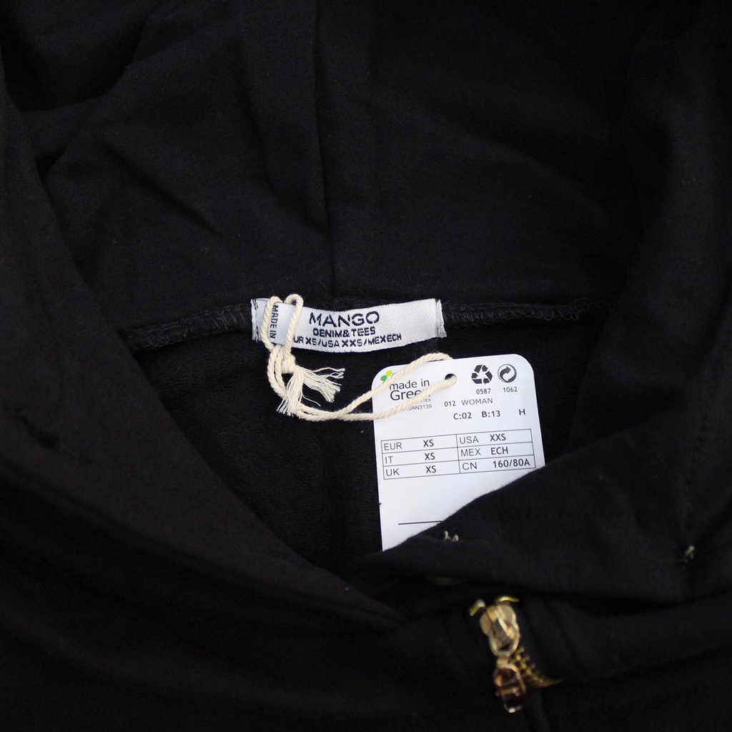 Q9574 &amp; Q9575 - Áo nỉ hoodie Mango nút, dây kéo trước