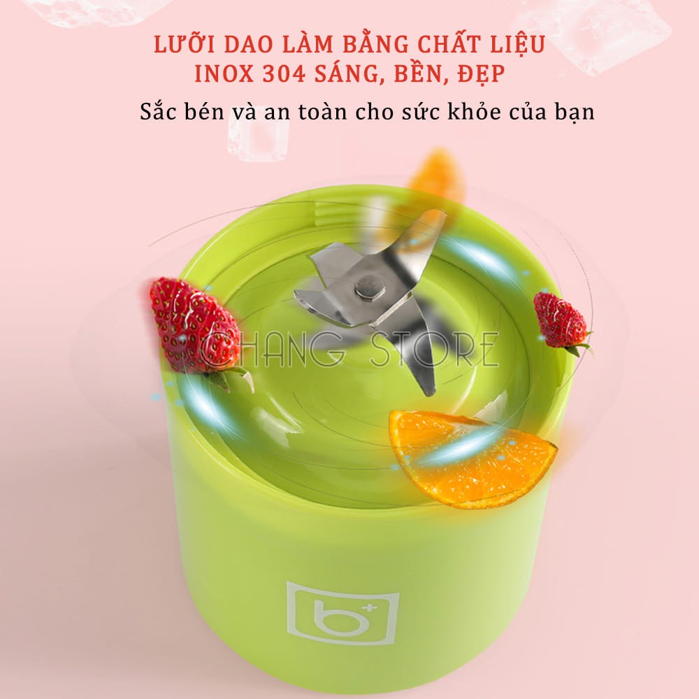 Máy Xay Sinh Tố Cầm Tay Mini Pin Sạc 4 Lưỡi BINGO JUICER CUP 500Ml