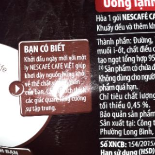 Cà phê đen hòa tan Nescafe Cafe Việt 560g ( 35 gói x 16g)