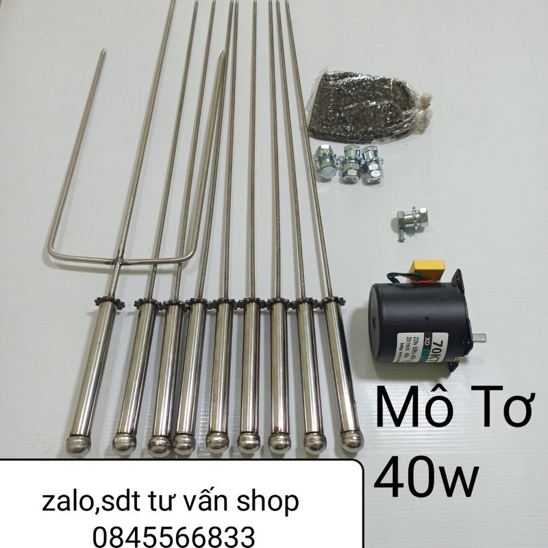 Mô Tơ Giảm Tốc 220v -40w + Bộ Chế Máy Nướng 9 Xiên