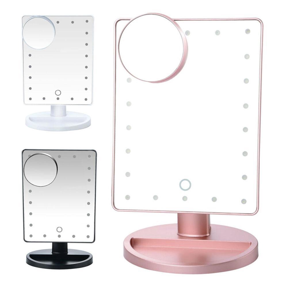 LED Vanity Makeup Mirror With Touch Screen Detachable 10X Magnifying Spot