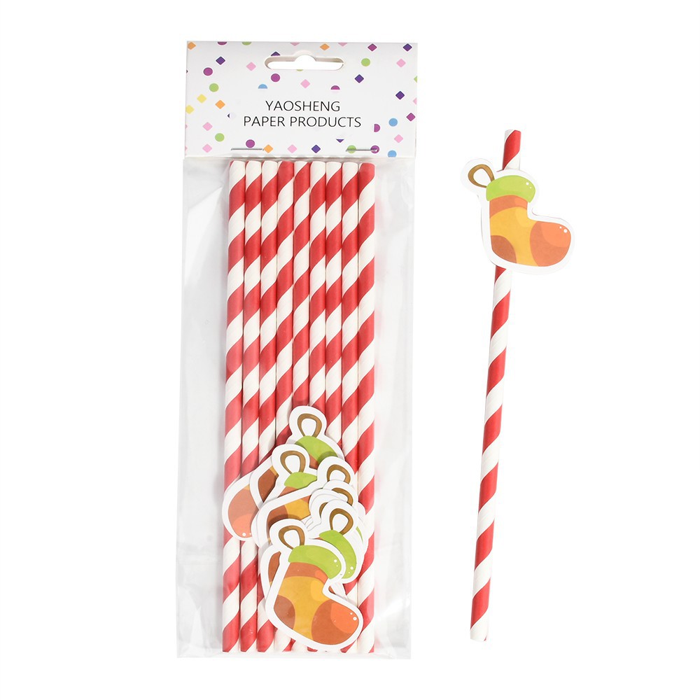 10 ống hút dán các hình dán trang trí Giáng Sinh