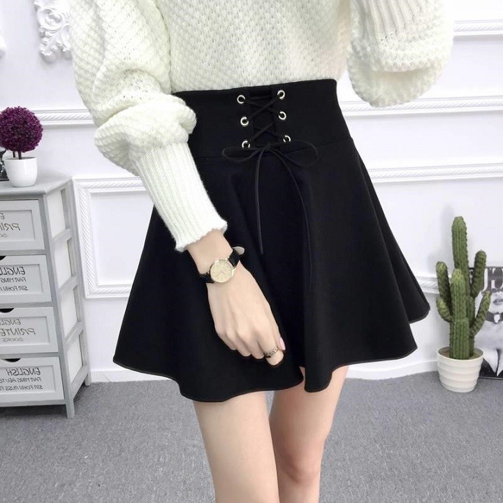 CHÂN VÁY XÒE LƯNG THUN ĐAN DÂY VẢI UMI CHUẨN CAO CẤP