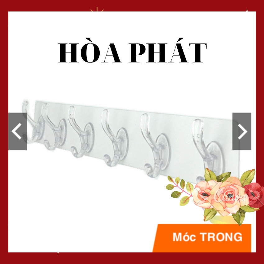 Móc dán tường chịu lực treo đồ đa năng thanh 6 móc MDT với miếng dán siêu dính chịu lực 10kg - 6MÓC