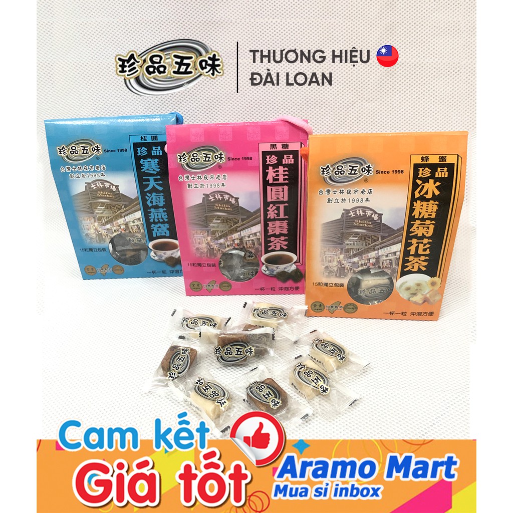 [FREESHIP] Trà viên đường phèn đường nâu hoa thảo mộc, tổ yến, táo đỏ dạng viên Đài Loan 18g/Viên ＊AramoMart＊