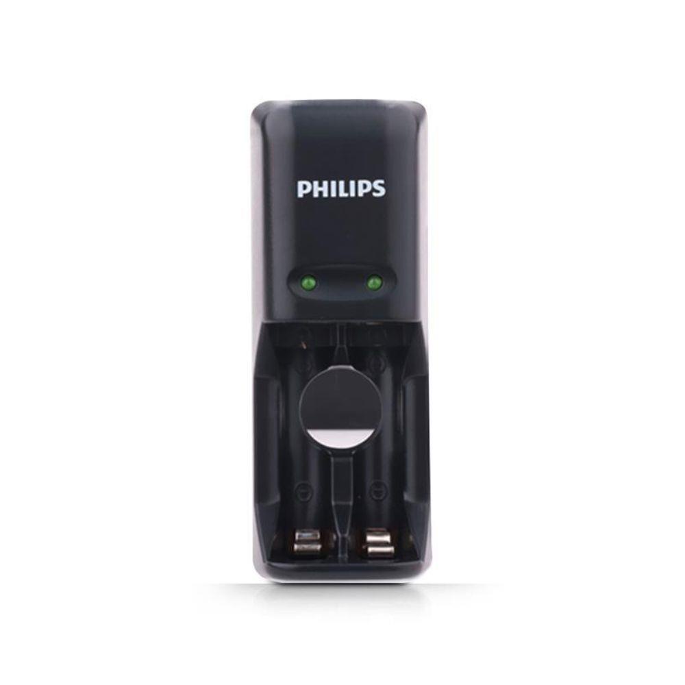 Box sạc Philips SCB1281NB mini 2 khe sạc cho pin AA và AAA - dành cho thị trường EU (đen) - Nhất Tín Computer