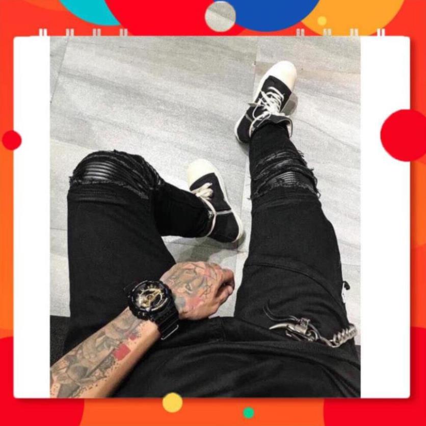 QUẦN JEAN, QUẦN BÒ NAM MÀU ĐEN RÁCH CÓ DÂY XÍCH CỰC HOT *