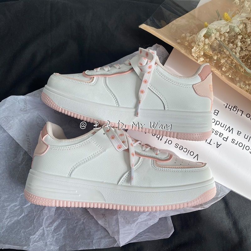 Giày thể thao viền hồng, đốm hồng, giày sneaker phong cách Hàn Quốc | BigBuy360 - bigbuy360.vn