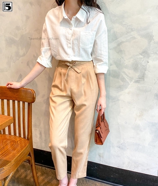 Quần baggy nữ cạp thắt nơ Twentyfive N616