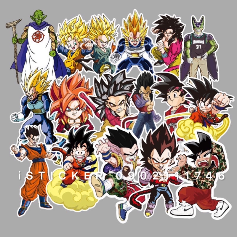 Sticker tem 7 viên ngọc rồng mẫu HOT hình dán cute trang trí nón - mũ bảo hiểm, điện thoại, laptop, xe