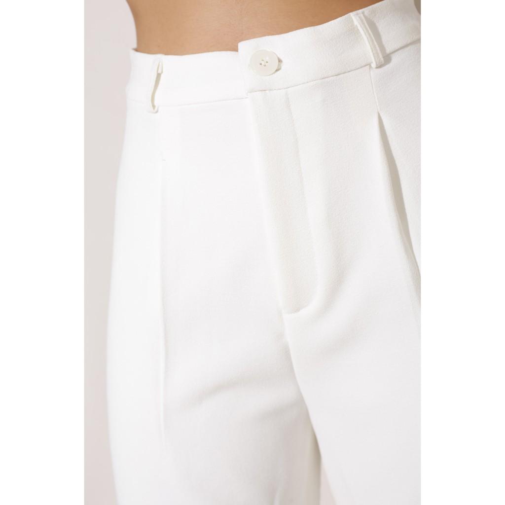 Quần dài ống suông thời trang GAGO pleated wide straight pants màu trắng GO3177 | BigBuy360 - bigbuy360.vn