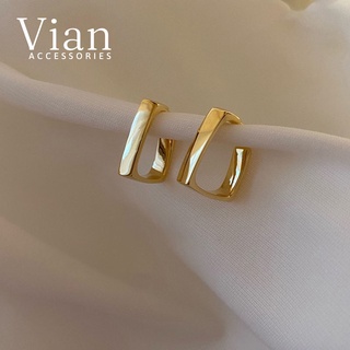 Khuyên Tai - Bông Tai Nữ Basic Chữ U Chuôi Bạc 925 Vian Accessories KT5 Aurora Thanh Lịch, Đơn Giản, Hiện Đại