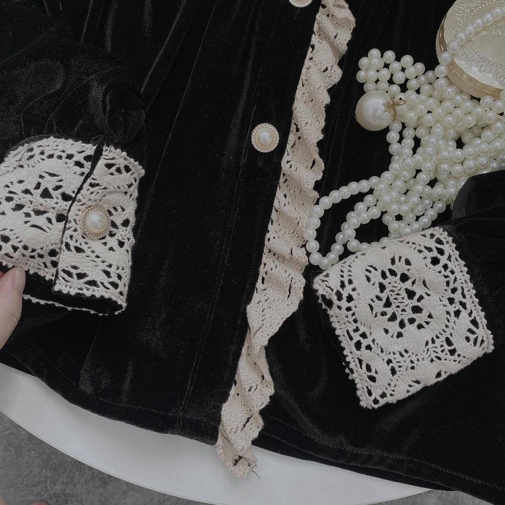 ÁO NHUNG PHA REN VIỀN