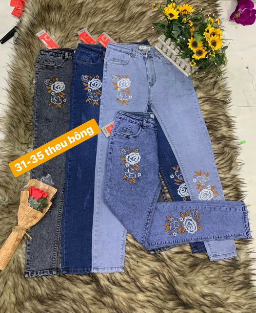 Quần jeans thêu hoa size to (70kg)