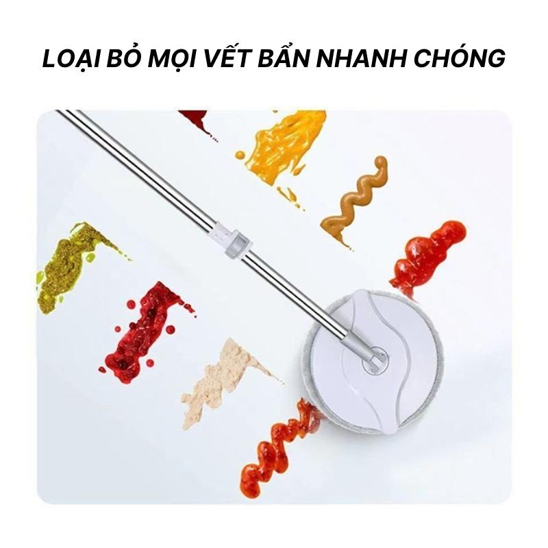 Bộ Cây Lau Nhà Thông Minh, Bộ Cây Lau Nhà Tự Vắt Xoay 360 Độ Kèm Thùng Tự Vắt K8 Cao Cấp