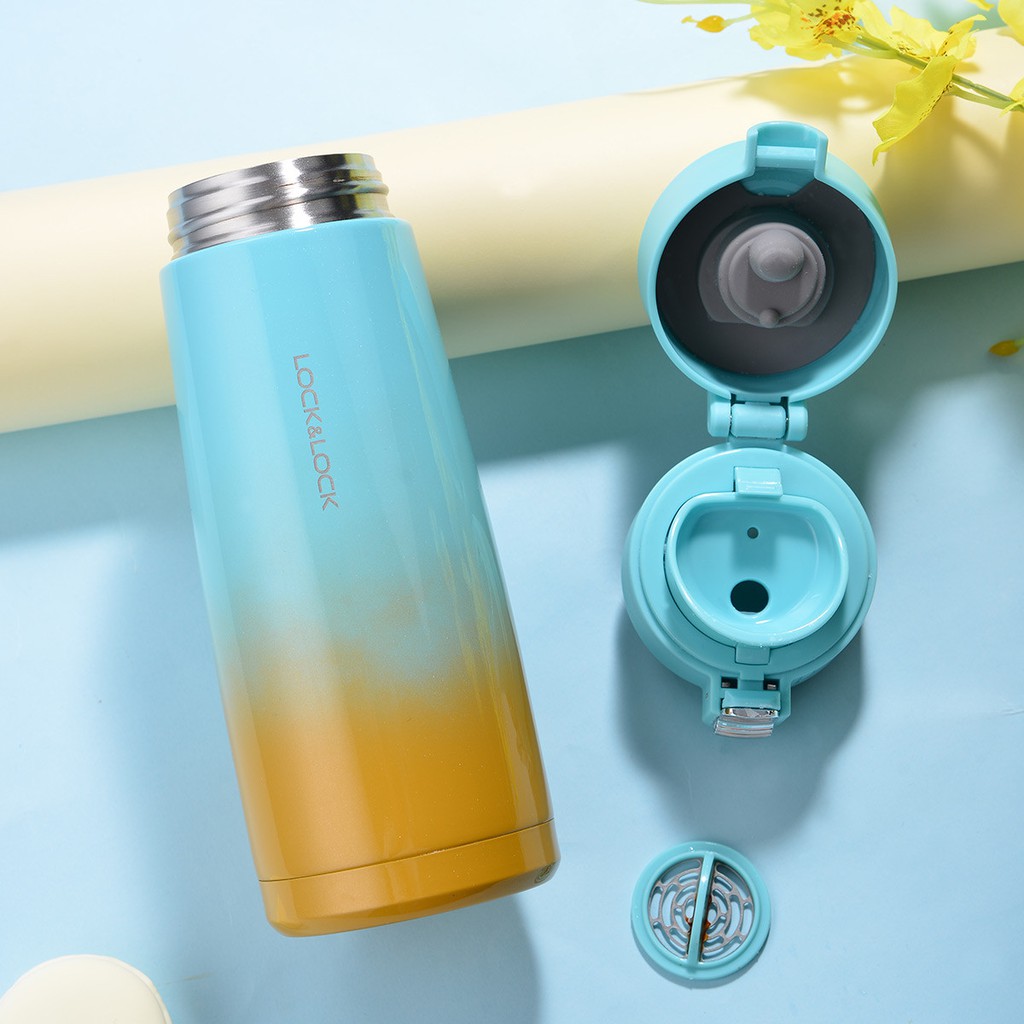 Bình giữ nhiệt Lock&amp;Lock 450ml LHC3245 Holiday Sunset I.d Tumbler - Hàng chính hãng, mở nắp 1 chạm - JoyMall