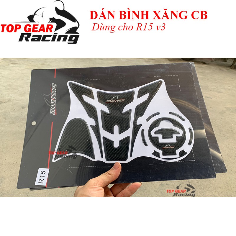 Tem Dán Bình Xăng R15 v3 Tem Dán Decal Carbon Shark Power