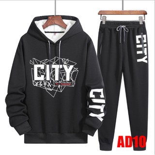 Bộ Quần Áo Hoodie Nam Dài Tay Mũ Trùm Đầu Họa Tiết City Cách Hàn Quốc Trẻ Trung Cá Tính