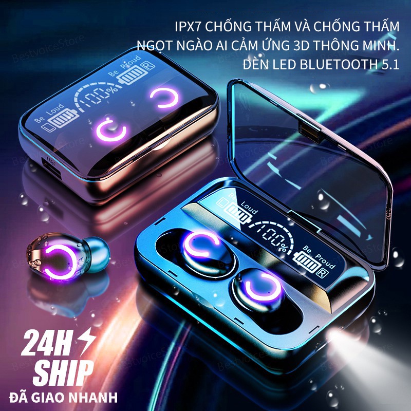(COD) Tai nghe không dây TWS Bluetooth 5.0 với Micrô HIFI Âm thanh nổi 9D với Pin dự phòng 3000mAh
