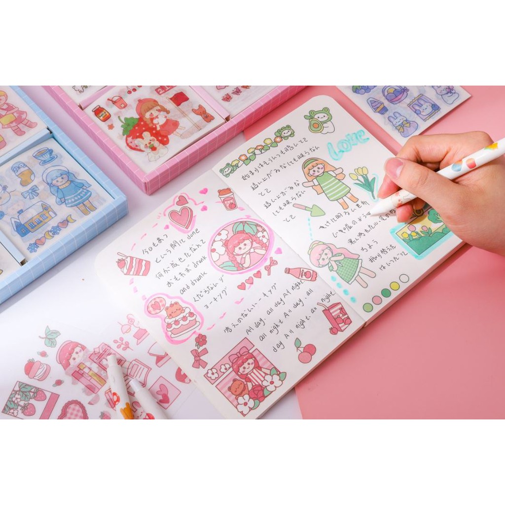 Bộ 100 sticker Jenny's collection hình dán trang trí sổ tay | BSB262