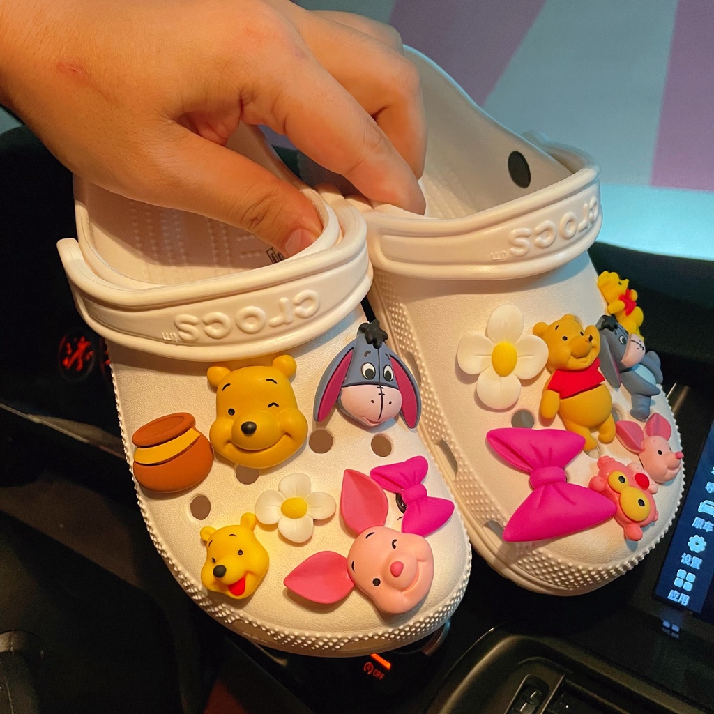 Bộ 15 Miếng Dán Trang Trí Giày Dép crocs diy Hình Winnie the Pooh Dễ Thương