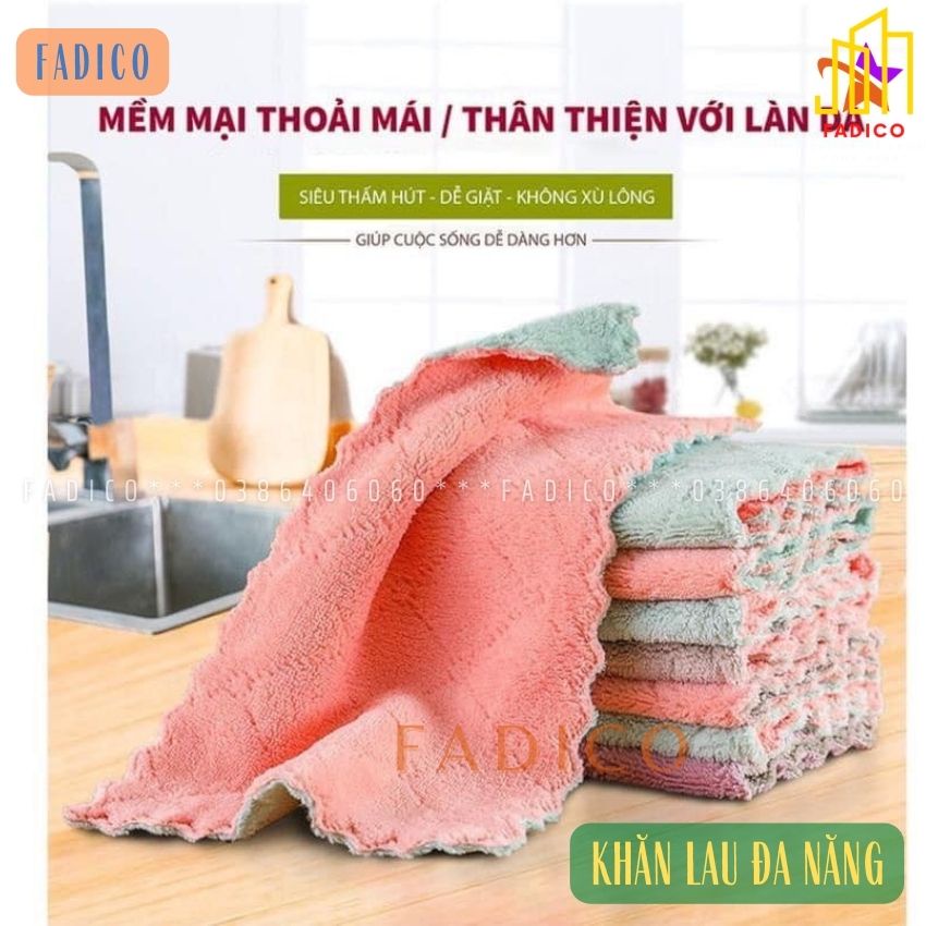 [HCM]Khăn lau đa năng,khăn lau bếp,bát đĩa,cốc chén,bàn siêu thấm nước chống dính dầu mỡ hai mặt-fadico