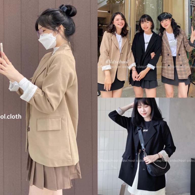 (Cực Đẹp) Áo blazer túi hộp nhiều màu hiện đại 2 lớp phong cách Hàn Quốc Áo vest khoác ngoài
