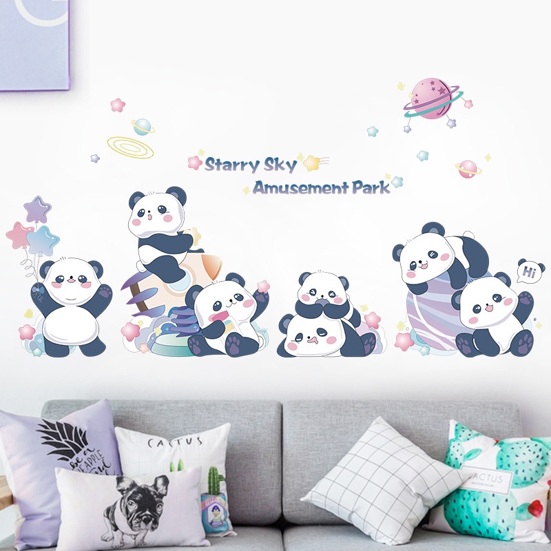 Miếng Dán Tường Trang Trí Phòng Ngủ Cho Bé Hình Gấu Trúc Dễ Thương