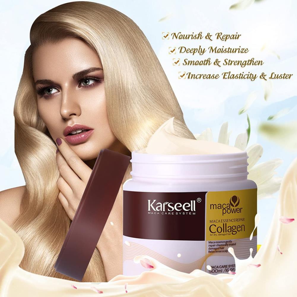 Hấp Ủ Collagen Karseell Maca Phục Hồi Hư Tổn Tóc Hũ 500ML[sanvatvn710] | BigBuy360 - bigbuy360.vn