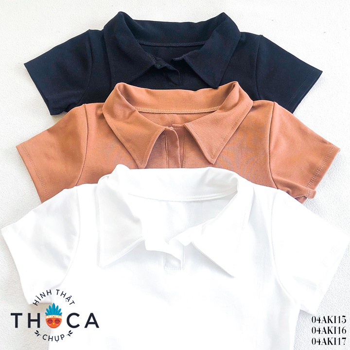 Áo thun croptop polo tay ngắn trơn trắng, đen, nâu THOCA HOUSE đơn giản dễ phối đồ, trẻ trung năng động | BigBuy360 - bigbuy360.vn