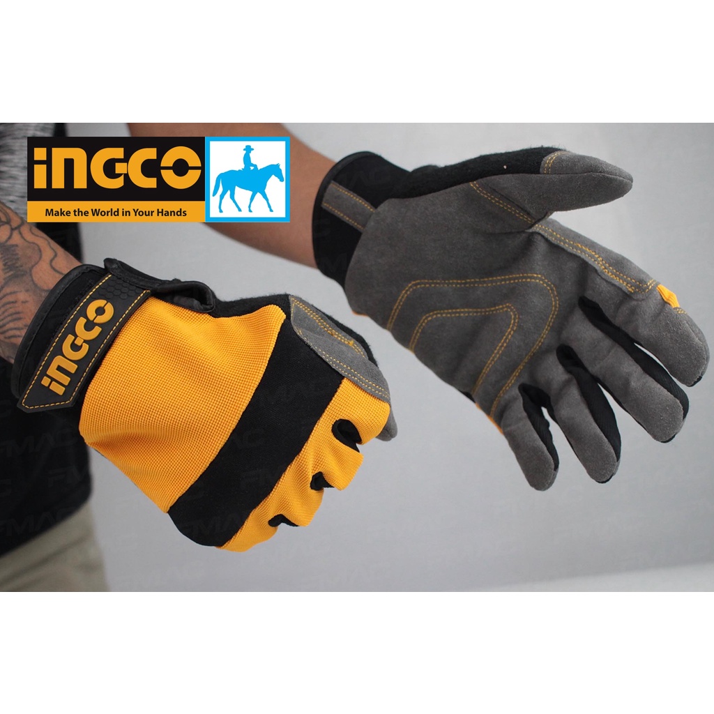 Găng Tay Xe Máy Bảo Vệ Da Thợ sửa xe hơi xe máy Thợ Cơ Khí Bảo Hộ Lao Động INGCO HGMG01-XL