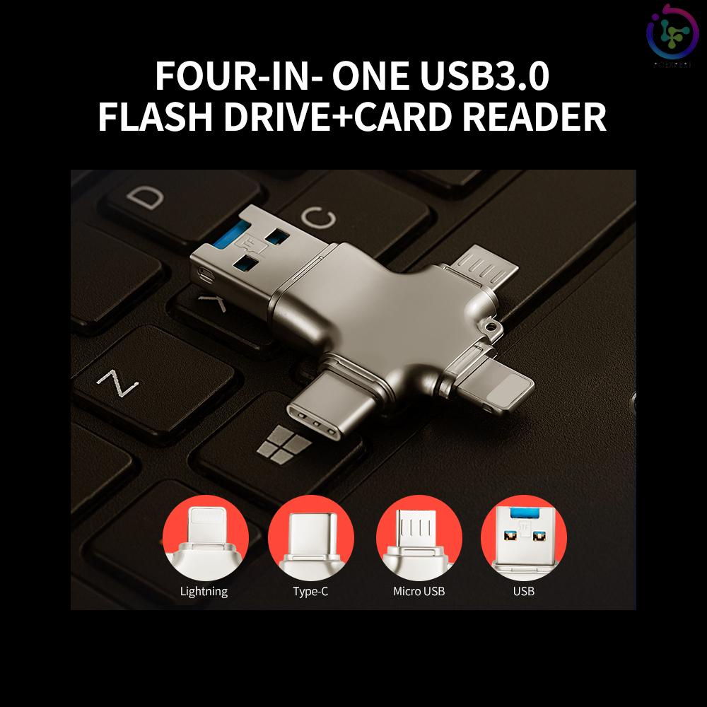 yvonne Y23 USB2.0 U Disk 32GB USB Micro USB Type-C Four-In-One High Speed OTG U Disk for Phone/PC/Laptop Silver