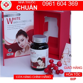 Viên uống trắng da White Skin Estro Care chống lão hóa dưỡng da cấp ẩm nội tiết tố nữ