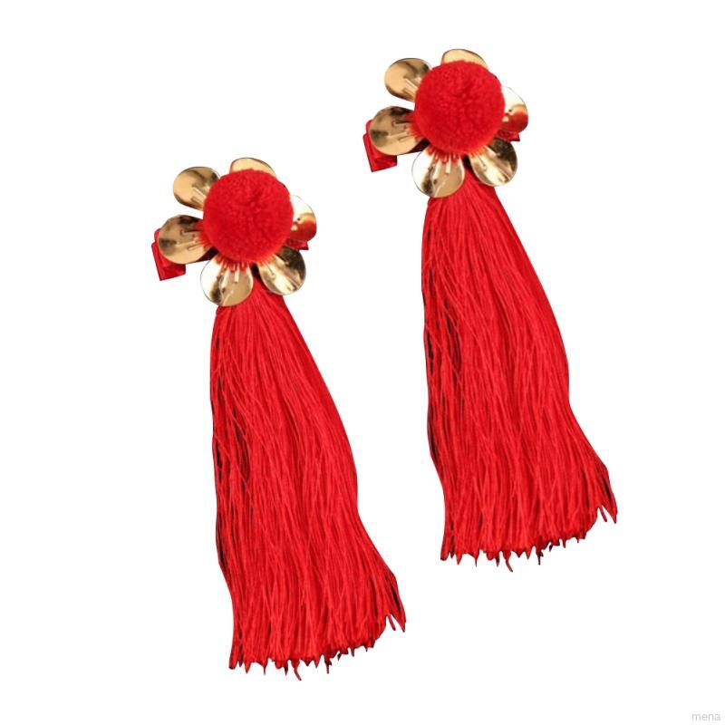 Set 2 Kẹp Tóc Tua Rua Phong Cách Trung Hoa Cho Bé Gái