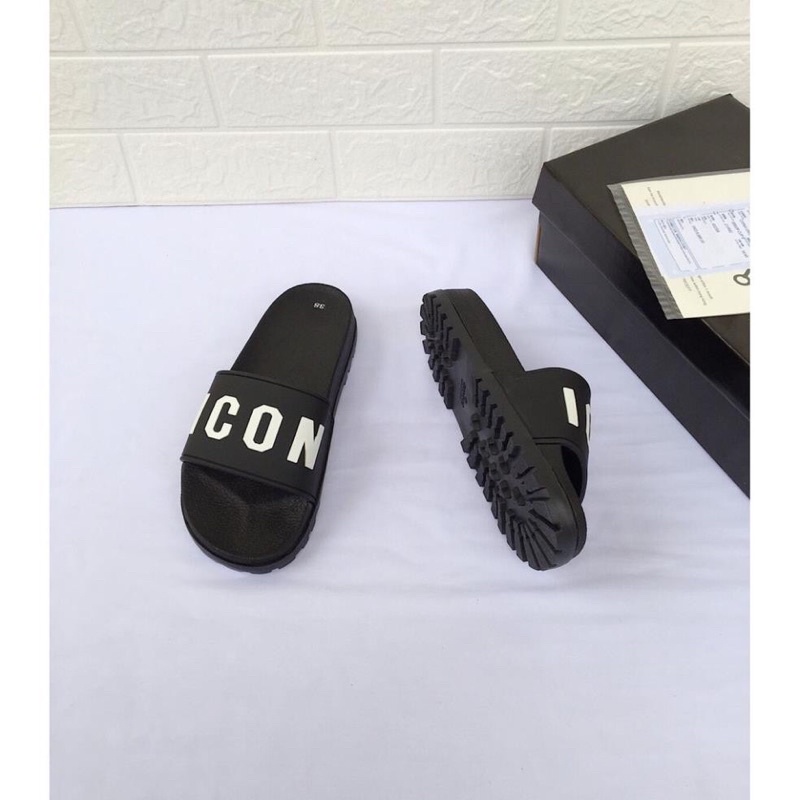 Dép quai ngang nam phối chữ ICON,dép Lê quai da chữ H đế êm chống trơn,thời trang cá tính…