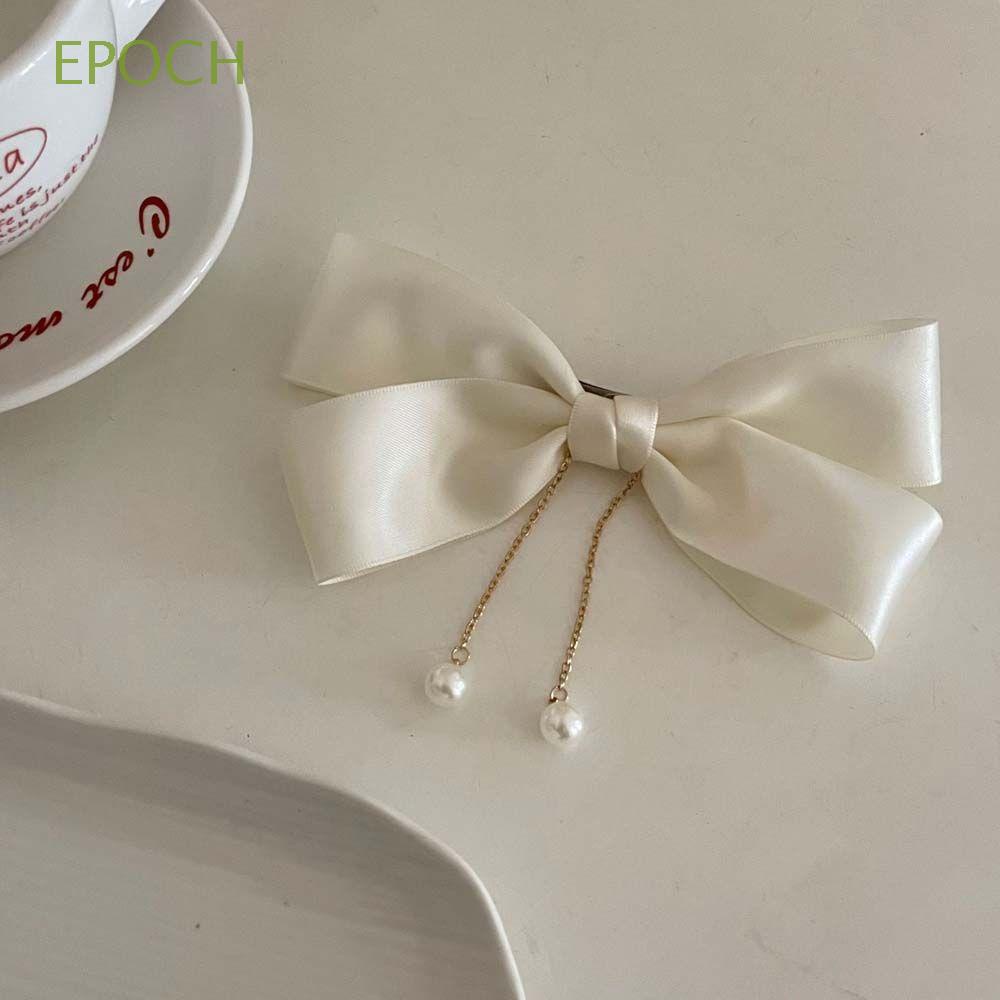 Epoch Dây Buộc Tóc Cao Su Co Giãn Hình Nơ Đính Hạt Ngọc Trai Kiểu Hàn Quốc Xinh Xắn Cho Nữ