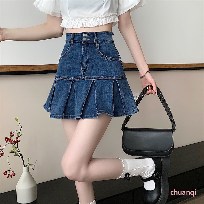 Chân Váy Jeans Đuôi Cá Xếp Ly Thời Trang Cho Nữ