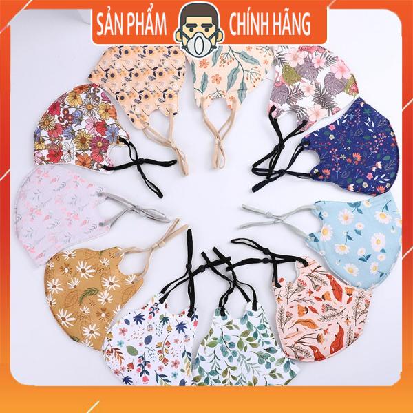 Khẩu trang vải họa tiết hoa lá êm mịn thoáng mát, tái sử dụng được phong cách Hàn Quốc